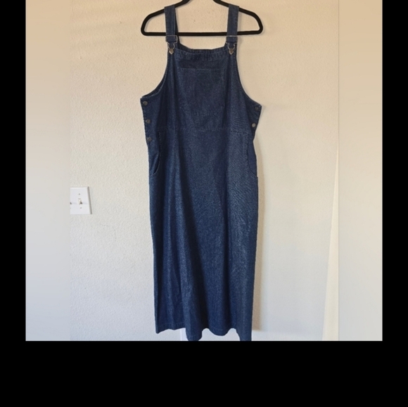 Westbound Denim Overall Dress Women Sz L Blue 6Button Pockets Chambray - Picture 1 of 11
